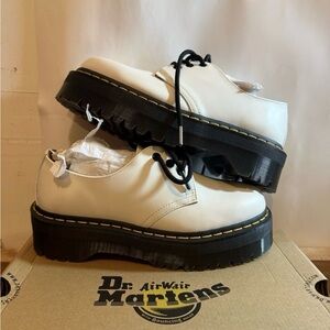 Dr. Martens White Leather Platform Oxfords
